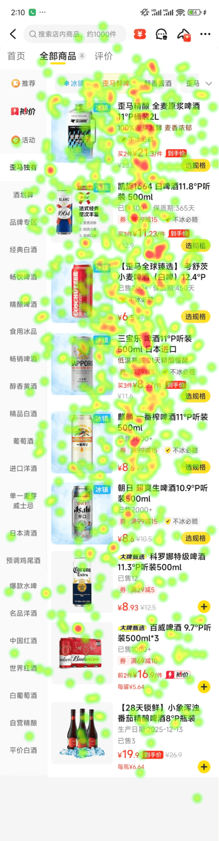 新版商品列表眼动热力图
